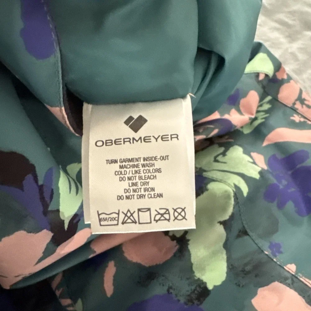 Obermeyer Girls L 14-16 Floral Ski Snow Pants Insulated Green Snowboard